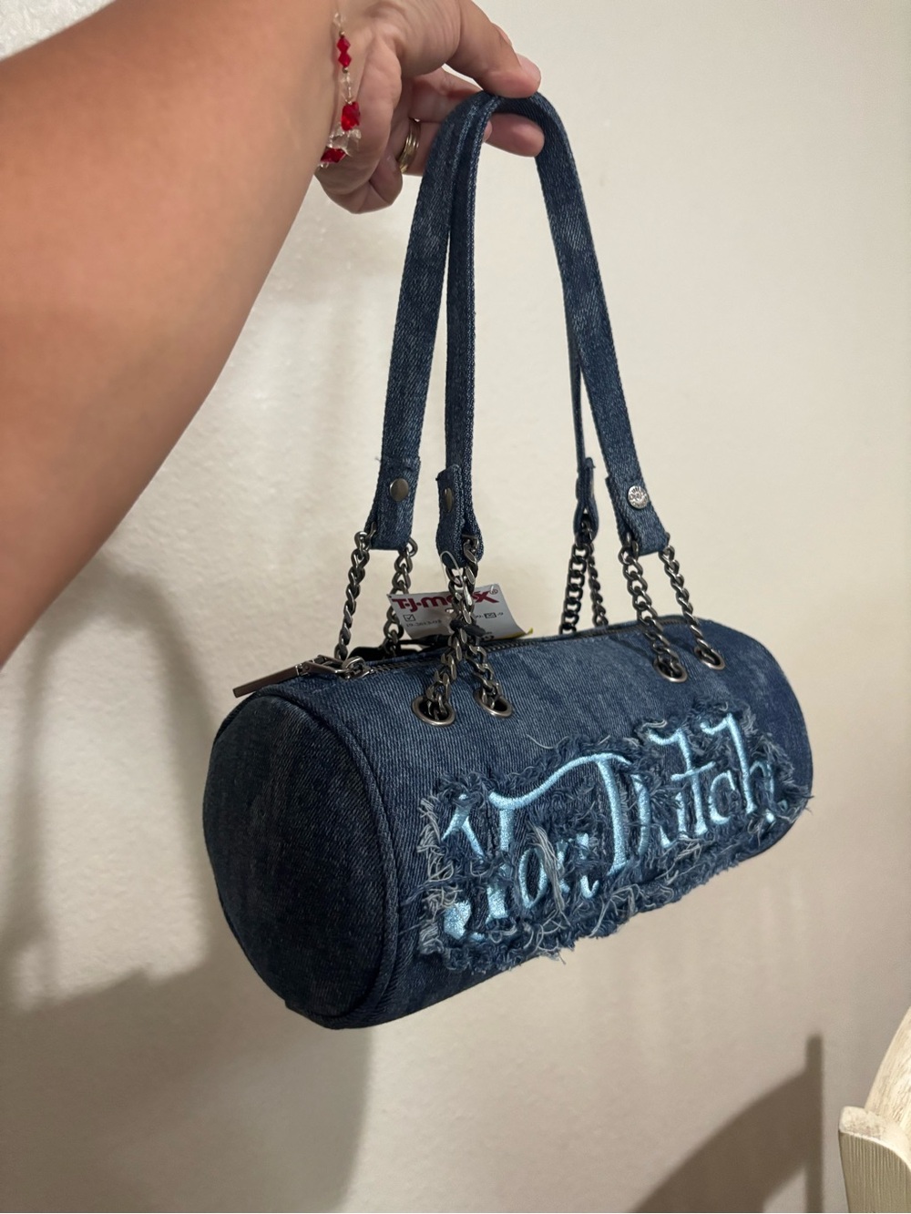 Von Dutch Denim Barrel Shoulder Bag in Blue - Picture 3 of 10